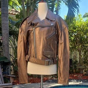 Bronze Leather Biker Jacket